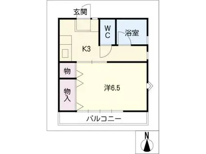 ムーニー喜惣治(1K/1階)の間取り写真