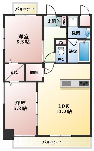 グラティ(2LDK/5階)の間取り写真