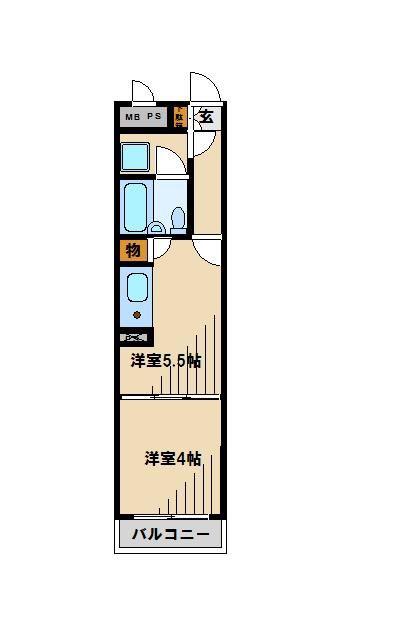 ライオンズマンション川越南(1DK/2階)の間取り写真