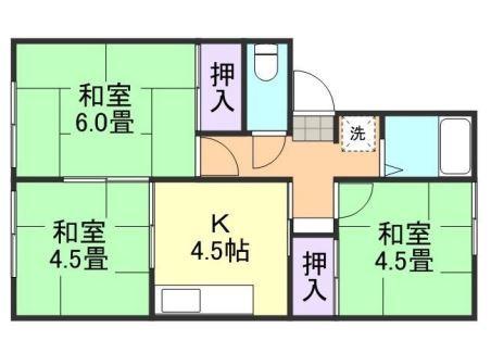 メゾンせとうちA棟(3K/1階)の間取り写真
