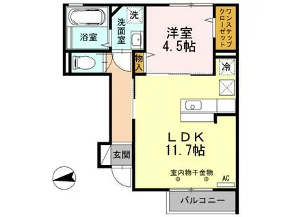 カーサ・フェリーチェ(1LDK/1階)の間取り写真