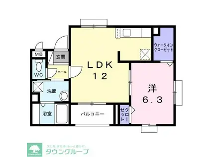 パレ・コンフォール(1LDK/2階)の間取り写真
