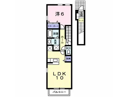 CLAIR S(1LDK/2階)の間取り写真