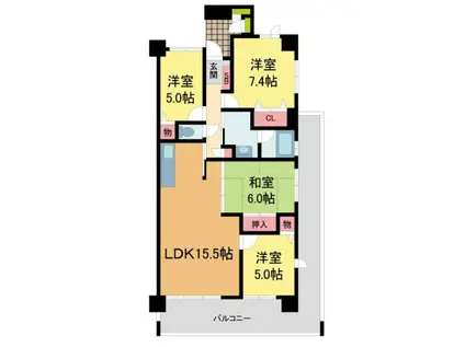 西宮マリナパークシティ杜のまち3番館(4LDK/9階)の間取り写真