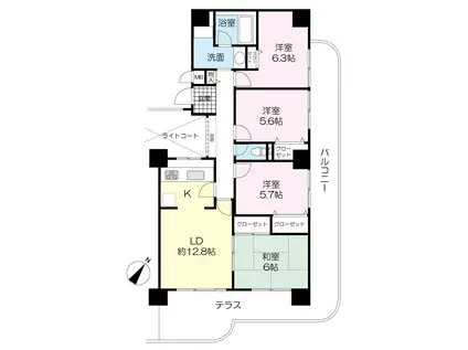 パラツィーナセシリア仁川弐番館(4LDK/6階)の間取り写真