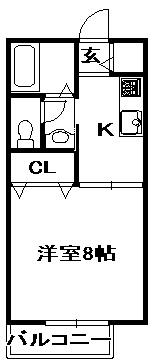 アステ広野(1K/2階)の間取り写真