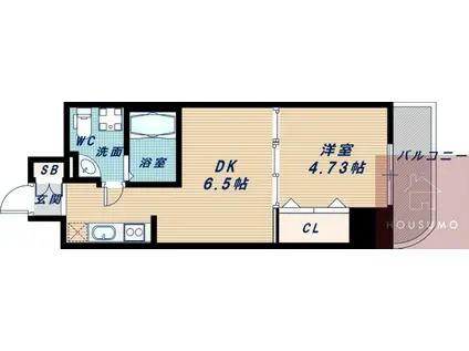 サンレムート江坂ファースト(1DK/4階)の間取り写真