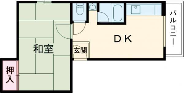 フリーディオ御堂(1DK/1階)の間取り写真