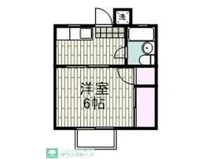 ハイツTSK(1K/1階)の間取り写真