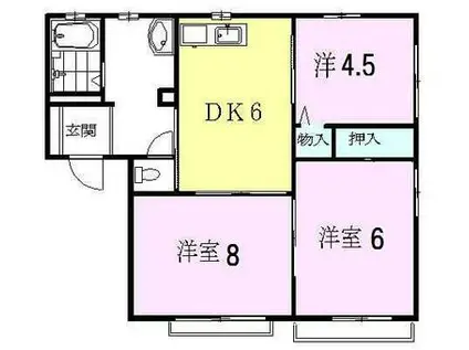 ヴァン・ヴェールII(3DK/2階)の間取り写真