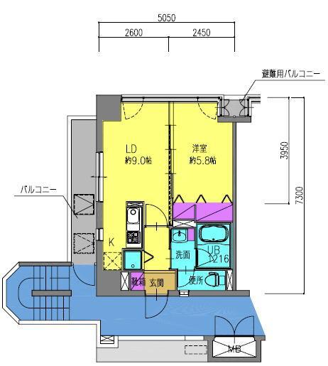 ヴェルニータワー(1LDK/8階)の間取り写真