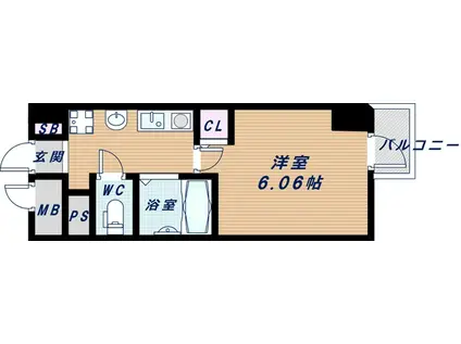 大阪 PRESTIGE ACCOMMODATION(1K/9階)の間取り写真
