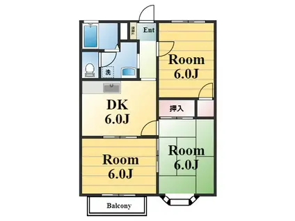ドミール長野(3DK/2階)の間取り写真