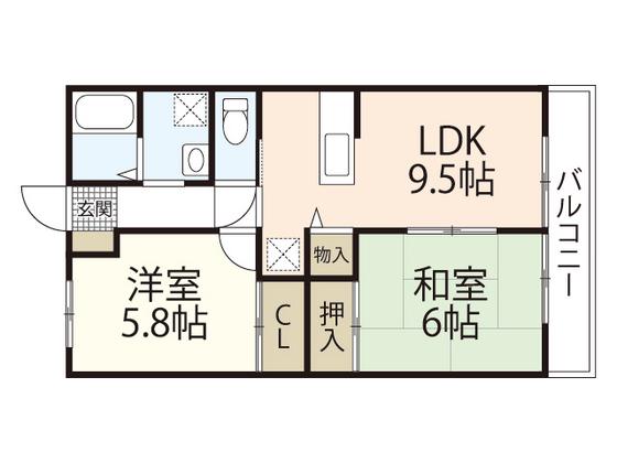 GRACE東原(2LDK/2階)の間取り写真