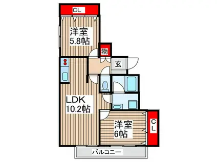 石井ビル(2LDK/2階)の間取り写真