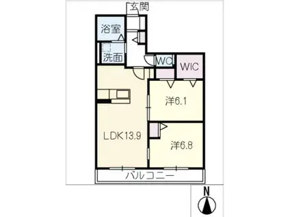HEIM MAISON庄内通駅東 D棟(2LDK/2階)の間取り写真