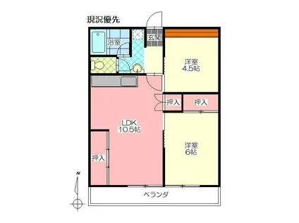 グランメゾン(2LDK/5階)の間取り写真