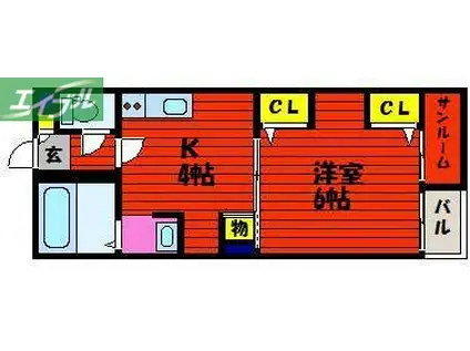 スカイコート II(1DK/3階)の間取り写真