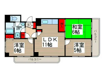 フローラル松戸(3LDK/5階)の間取り写真