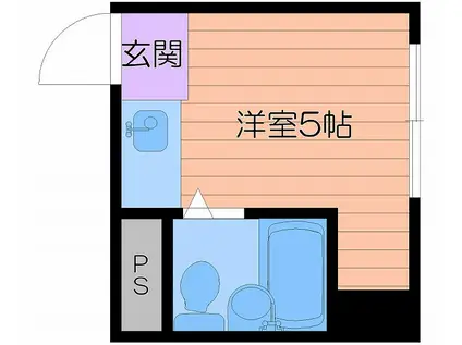 大宝大手前ロイヤルハイツ(ワンルーム/4階)の間取り写真