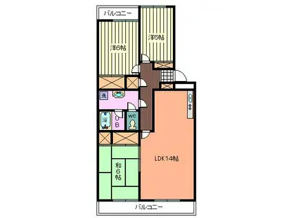パーセル武創I(3LDK/3階)の間取り写真