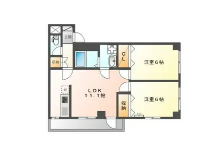 アメニティプレイス(2LDK/6階)の間取り写真