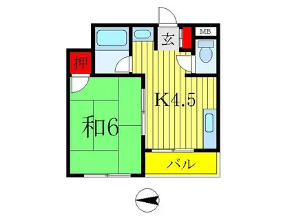 第二唐松ハイツリー(1DK/3階)の間取り写真