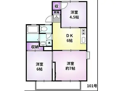 コーポ橋口 東棟(3DK/1階)の間取り写真