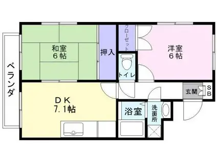 エーデルハイム尾末(2DK/2階)の間取り写真