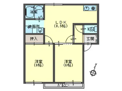 ハミングスエヒロ(2DK/1階)の間取り写真
