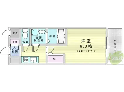 エスリードレジデンス梅田グランゲート(1K/15階)の間取り写真
