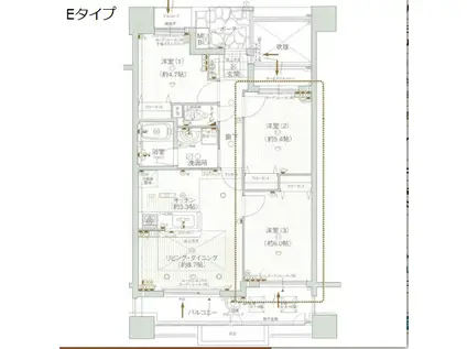 エステムコート都島キャトルプランシュ(3LDK/8階)の間取り写真