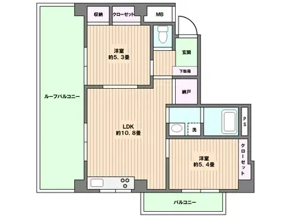 坂の上フラッツ(2LDK/3階)の間取り写真