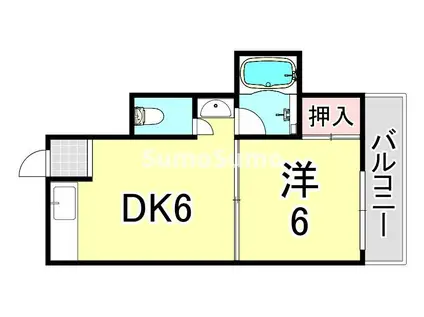 フォアール武庫之荘(1DK/2階)の間取り写真