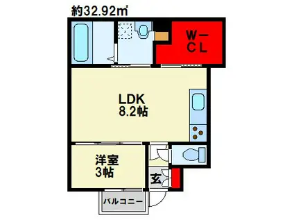 シアハウス大浦(1LDK/1階)の間取り写真
