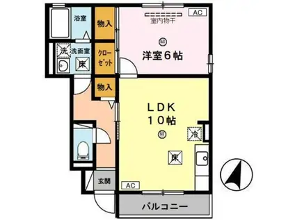 D-ROOM秋月 C棟(1LDK/1階)の間取り写真
