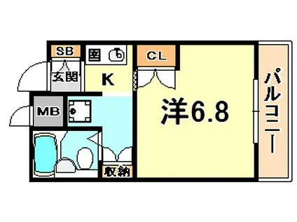 ジョイフル六甲南(1K/4階)の間取り写真