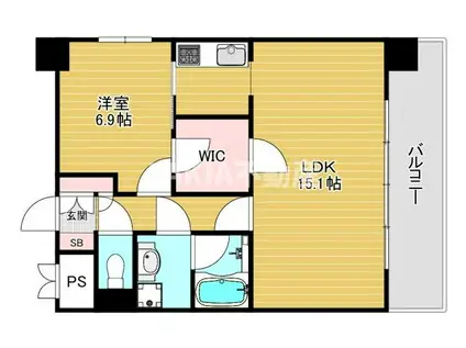 アスヴェル心斎橋東II(1LDK/9階)の間取り写真