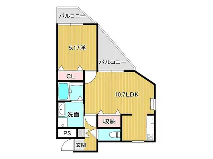 マーメイドフラットII(1LDK/2階)の間取り写真