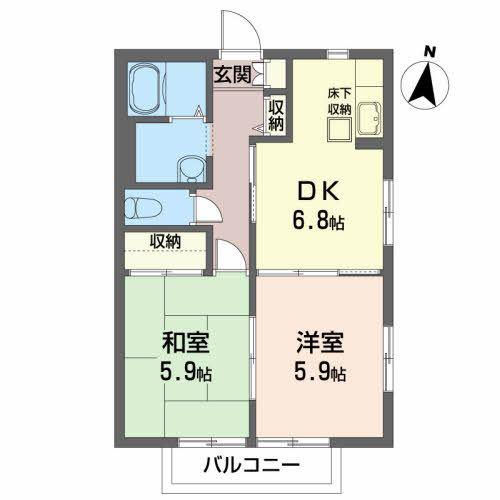 ディアスふるかわ(2DK/1階)の間取り写真