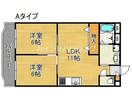 メゾンドール北加賀屋(2LDK/4階)の間取り写真