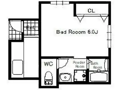 RUMIE-RU中津 B棟(1K/1階)の間取り写真