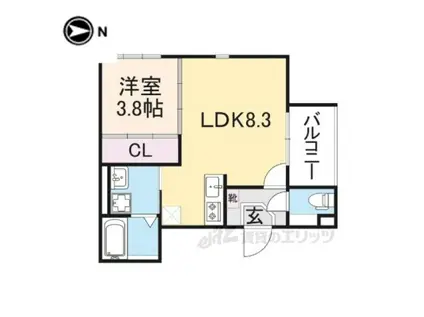 ハーモニーテラス勧修寺平田町2(1LDK/2階)の間取り写真