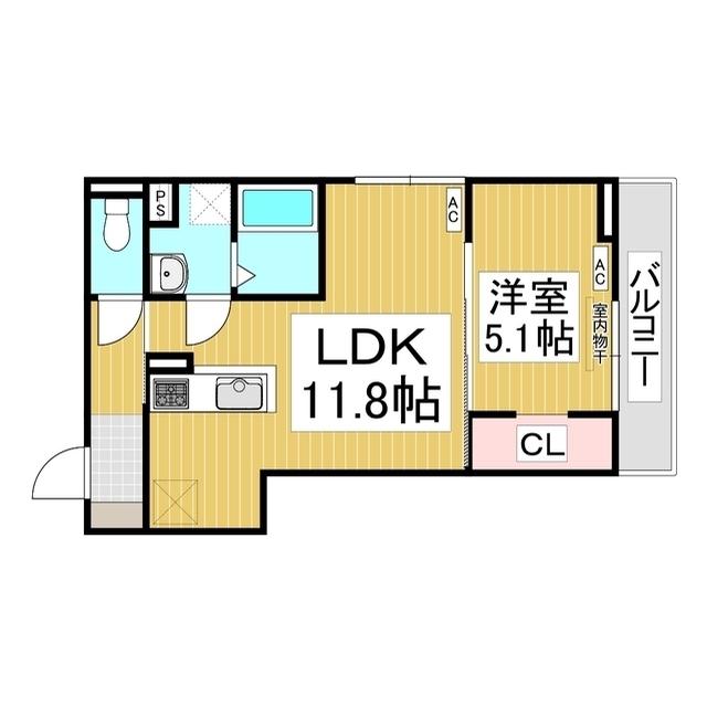トリシア居町(1LDK/3階)の間取り写真