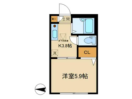 コーポつのはずA(1K/1階)の間取り写真