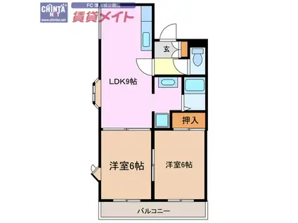 サニー藤水(2LDK/1階)の間取り写真