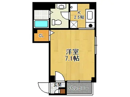 メゾン・ド・ヴィレ武庫川(1K/1階)の間取り写真