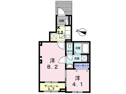クラール・Y(2K/1階)の間取り写真