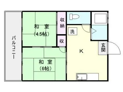 コーポ麻(2K/1階)の間取り写真