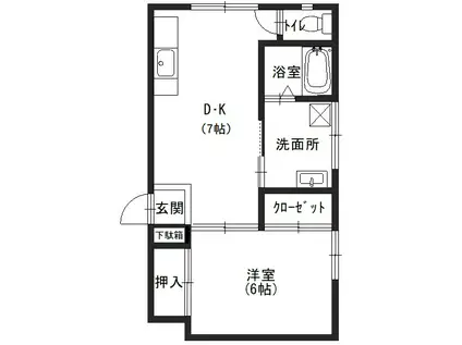 倉本マンション(1DK/2階)の間取り写真